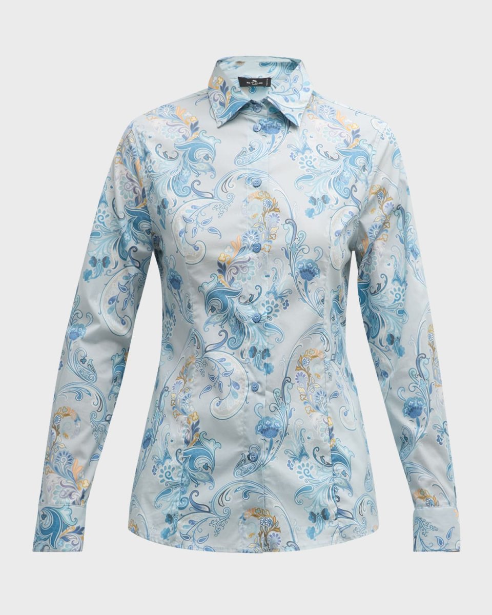 Etch Paisley Long-Sleeve Cotton Shirt