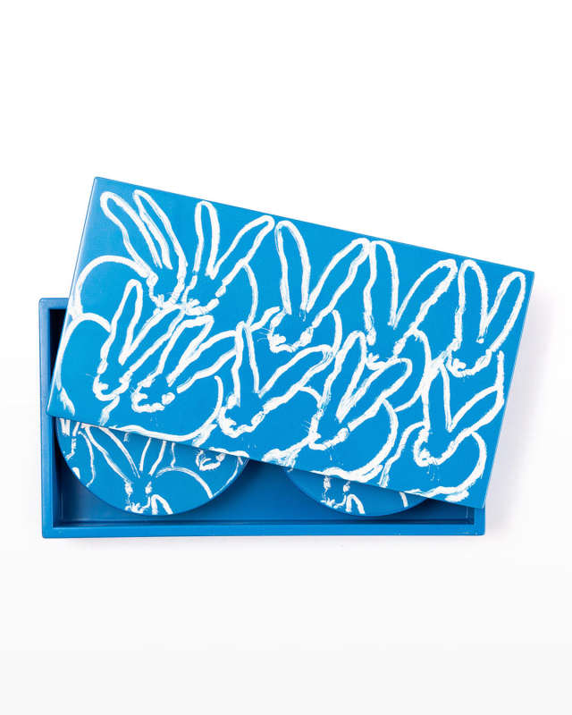 Blue Bunny Lacquer Coaster Box Set - 6 Coasters