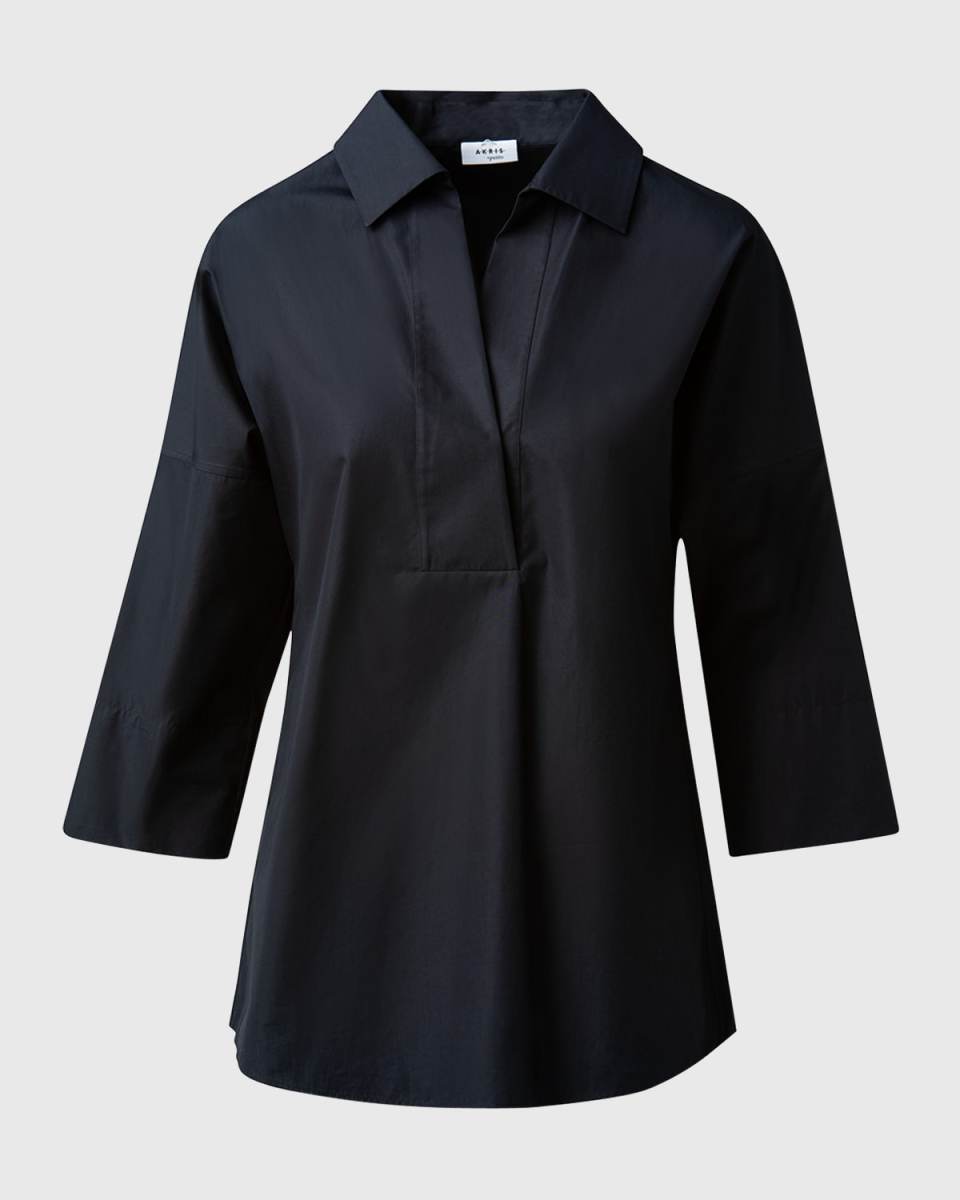 Kimono-Sleeve Split-Neck Blouse
