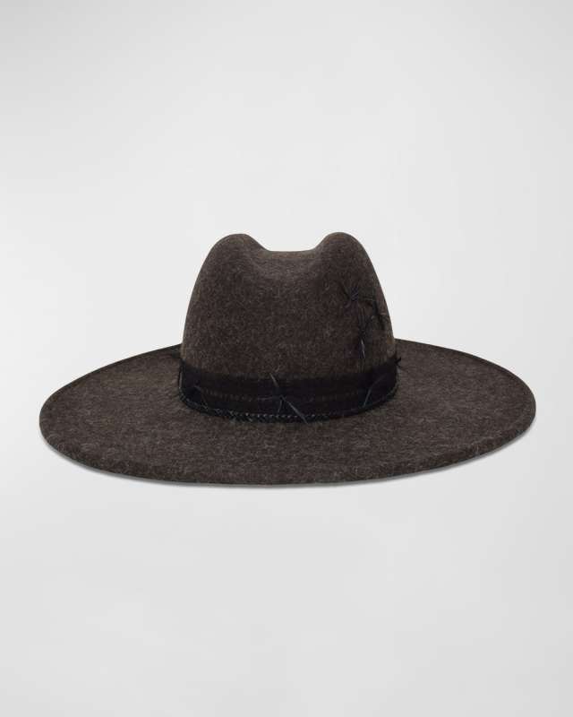 Norma Wool-Silk Fedora With Feathers