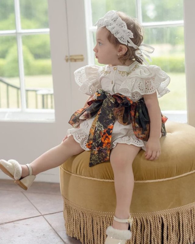 Girl's Alexis Lace Trim Romper, Size 3M-36