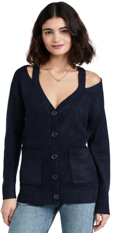 Line & Dot Jenna Cut Out Cardigan Navy