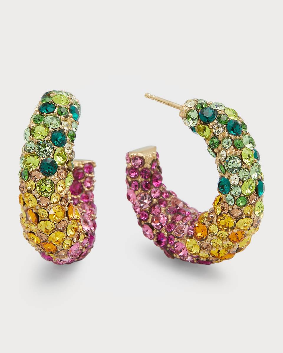Crystal Hoop Earrings in Rainbow