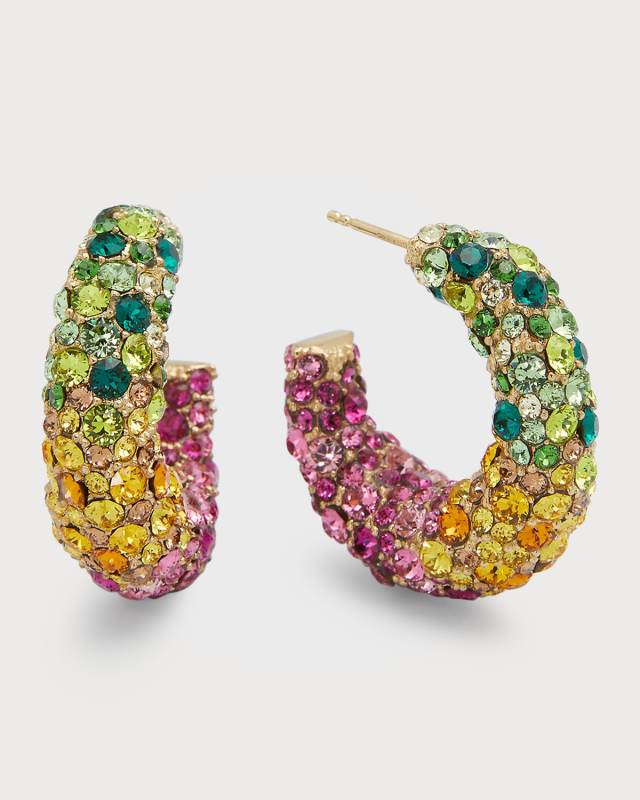 Crystal Hoop Earrings in Rainbow