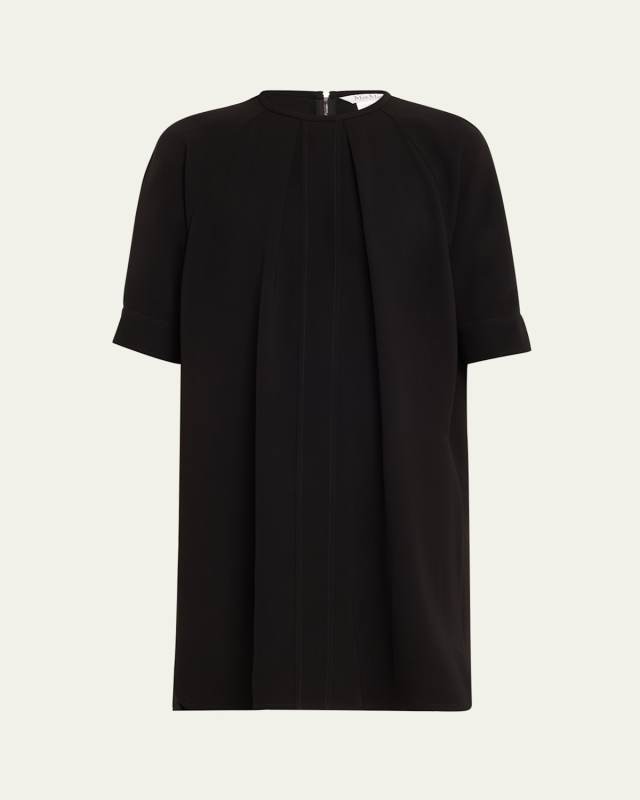 Pintuck Ponte Shift Mini Dress