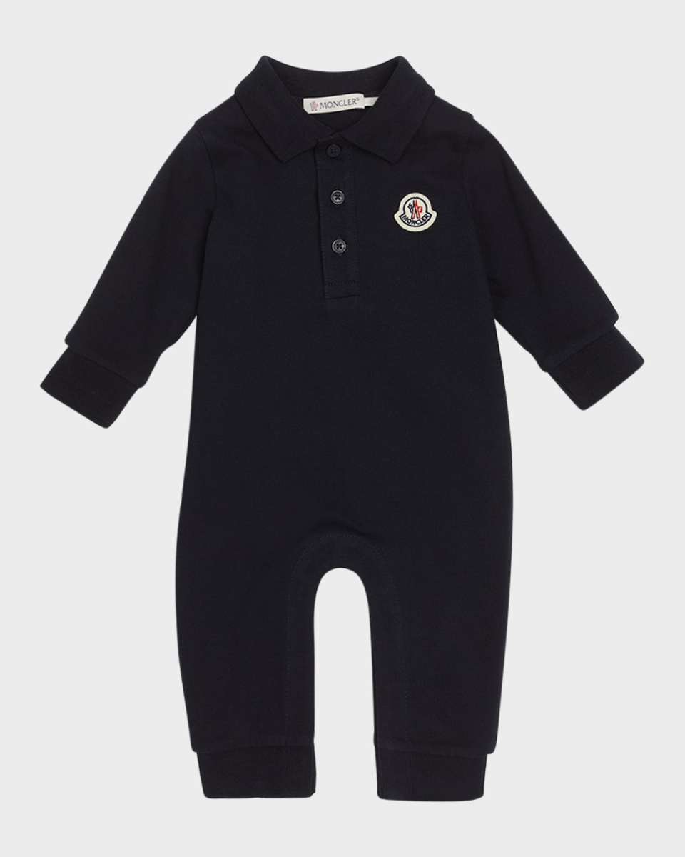 Boy's Logo-Print Polo Romper, Size Newborn-24