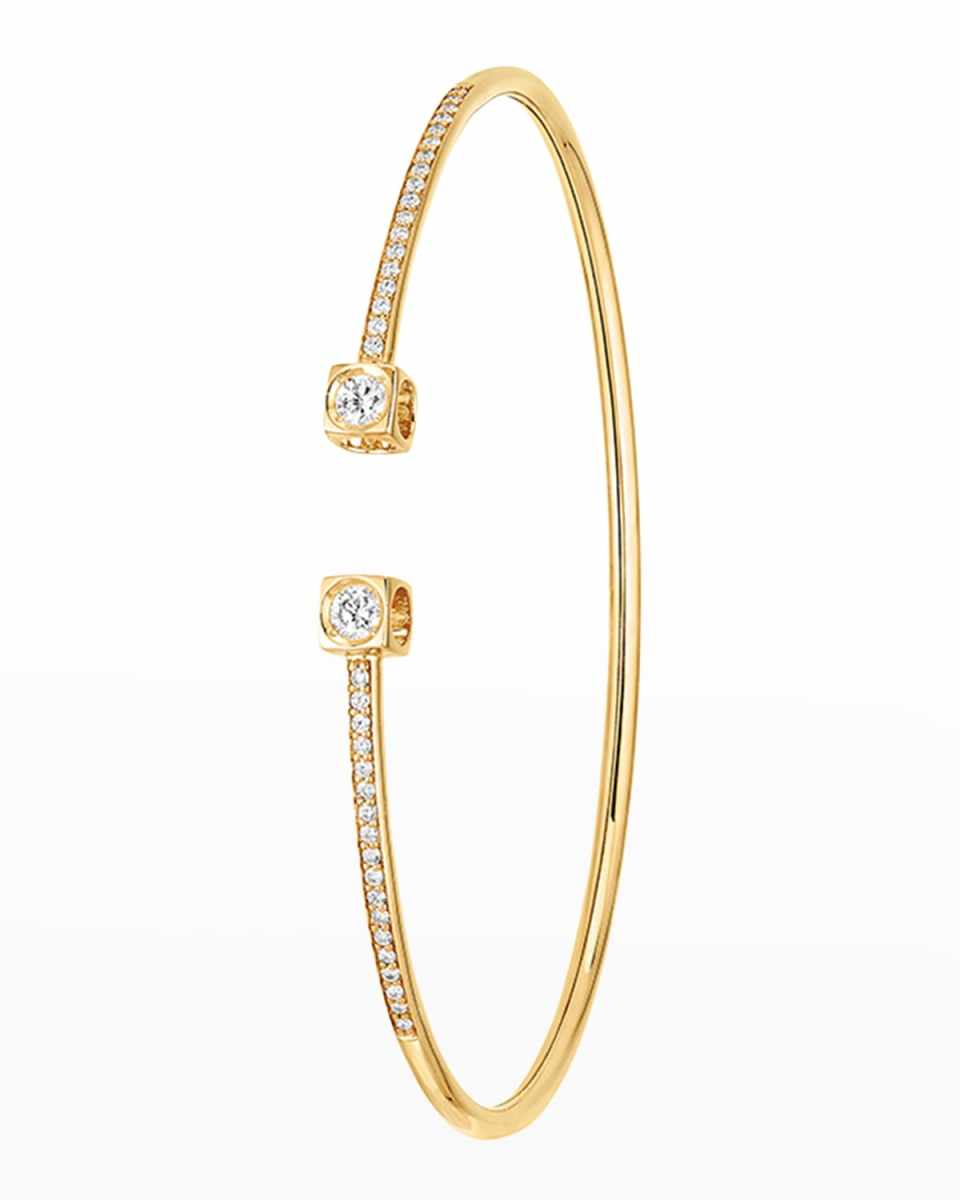 Yellow Gold Le Cube Medium Diamond Accent Cuff Bracelet