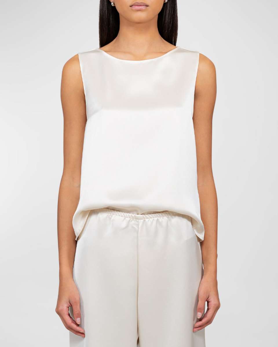 Barb Sleeveless Satin Blous