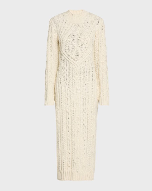 Je Taime Aran-Knit Maxi Sweater Dress