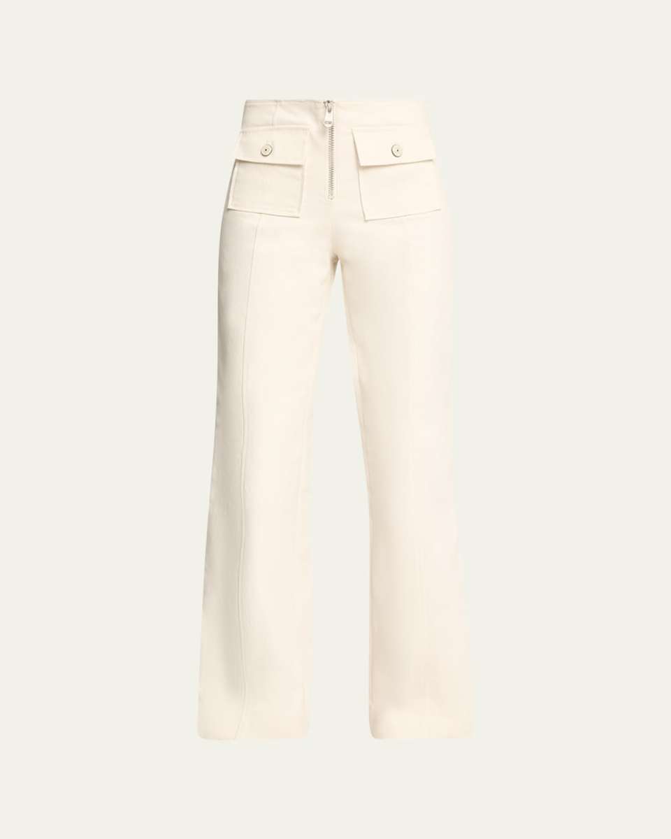 Azure Long Patch Pocket Straight-Leg Pants