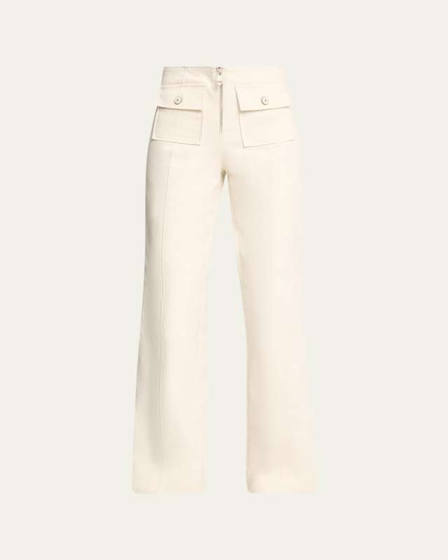 Azure Long Patch Pocket Straight-Leg Pants