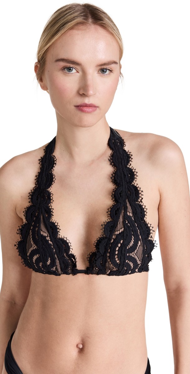 PQ Swim Lace Halter Bikini Top Midnight