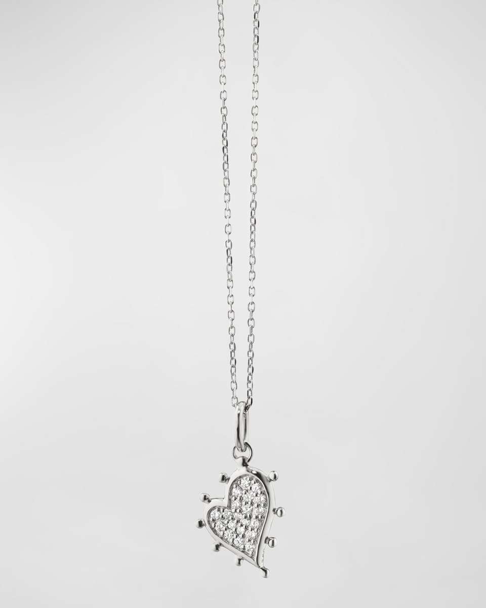 Sterling Silver Petite Pavé White Sapphire Heart Necklace
