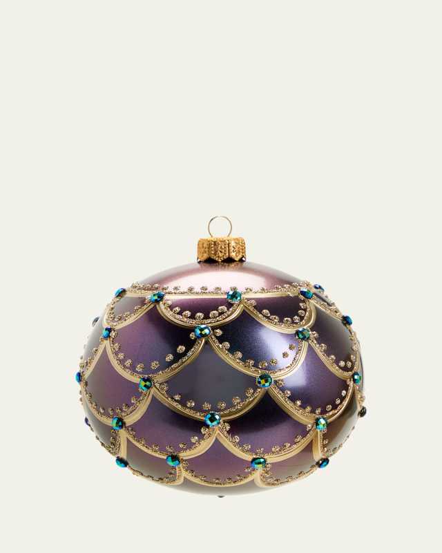 Multi Base Gold Flounce Ball Ornament