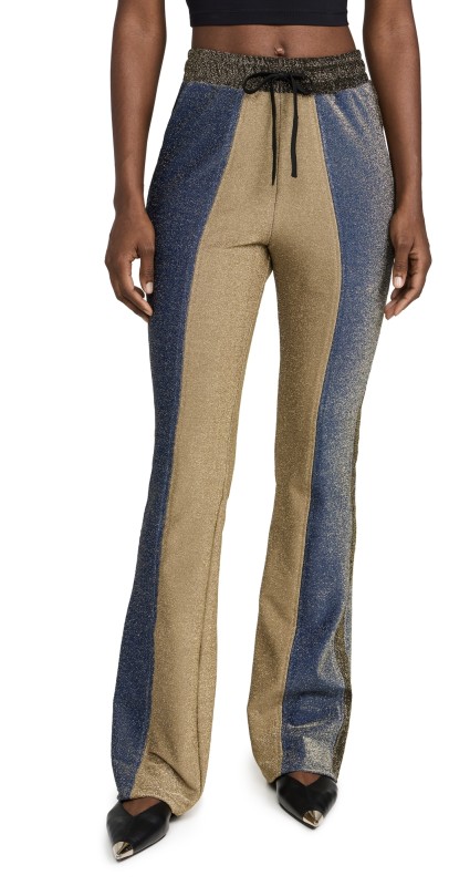 BruceGlen Metallic Drawstring Track Pants Blue Gold