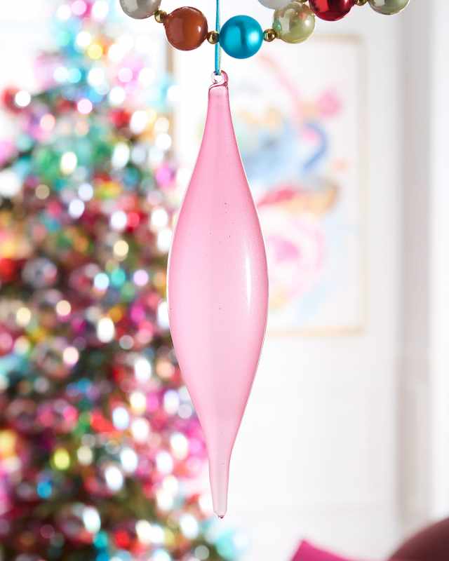 Glitter Bubblegum Finial Ornament, Rose