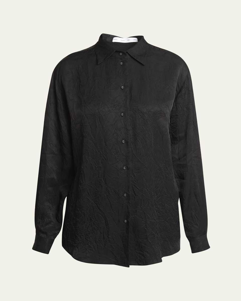 Hall Crinkled Button-Front Shirt