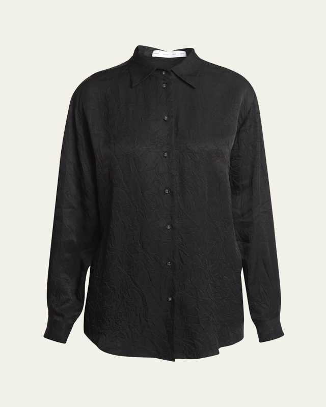 Hall Crinkled Button-Front Shirt
