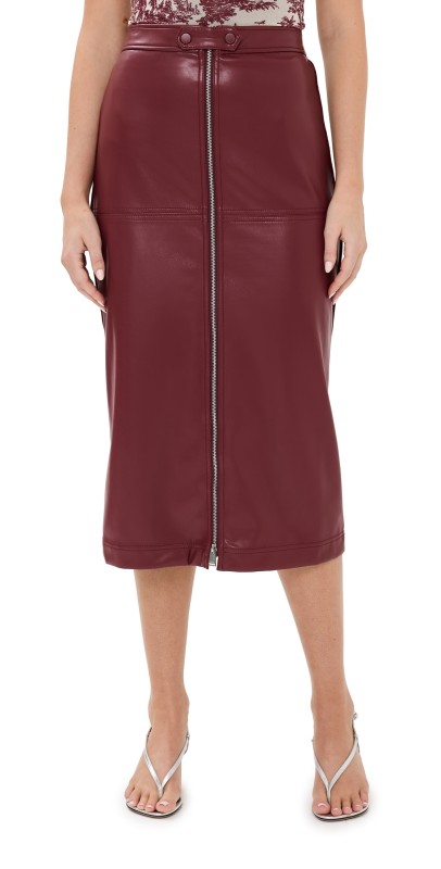 SIMKHAI Bianca Midi Skirt Oxblood