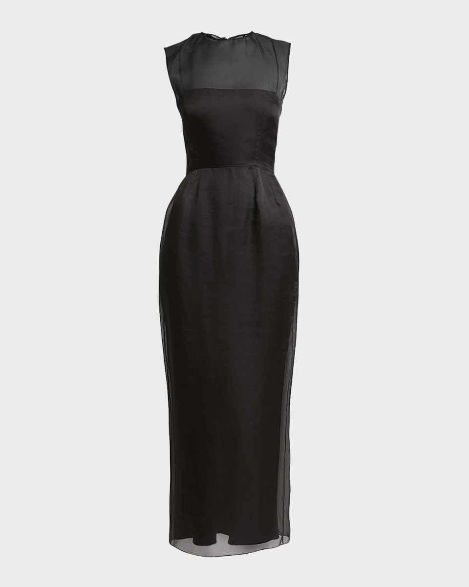 Maslow Sleeveless Sheer Silk Maxi Dress