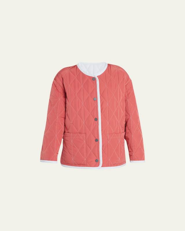 Button-Front Reversible Quilted Jacket