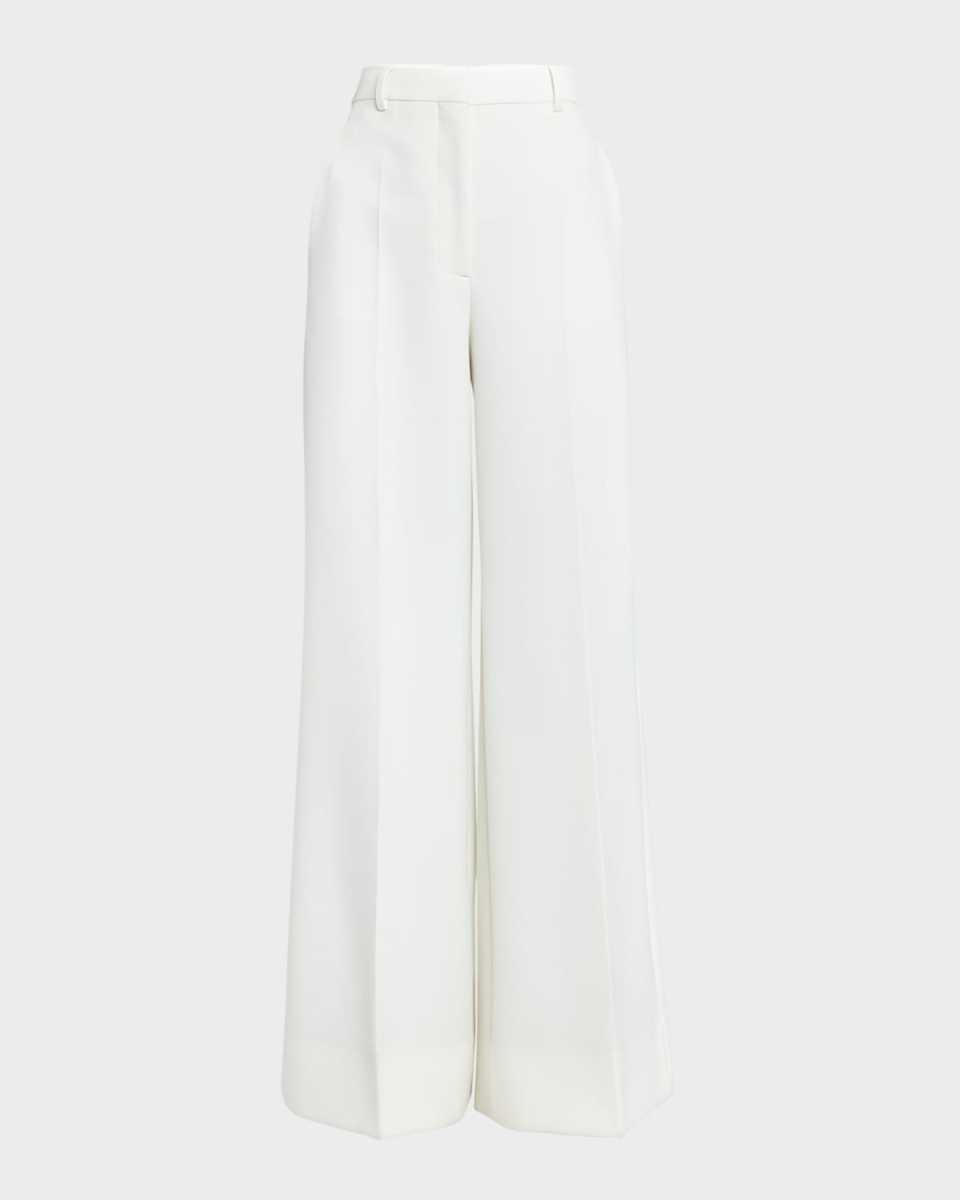 Mid-Rise Wide-Leg Crepe Trousers