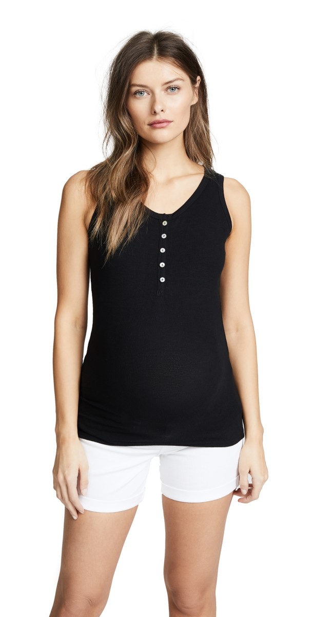 Ingrid & Isabel Henley Rib Nursing Tank Jet Black