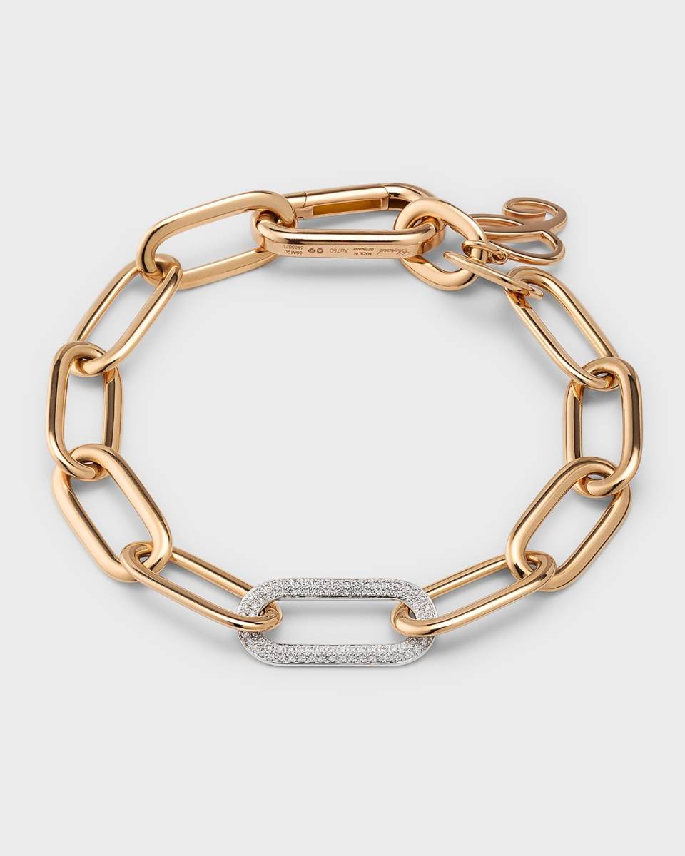 18K Rose Gold Oval Chain Diamond Link Bracelet