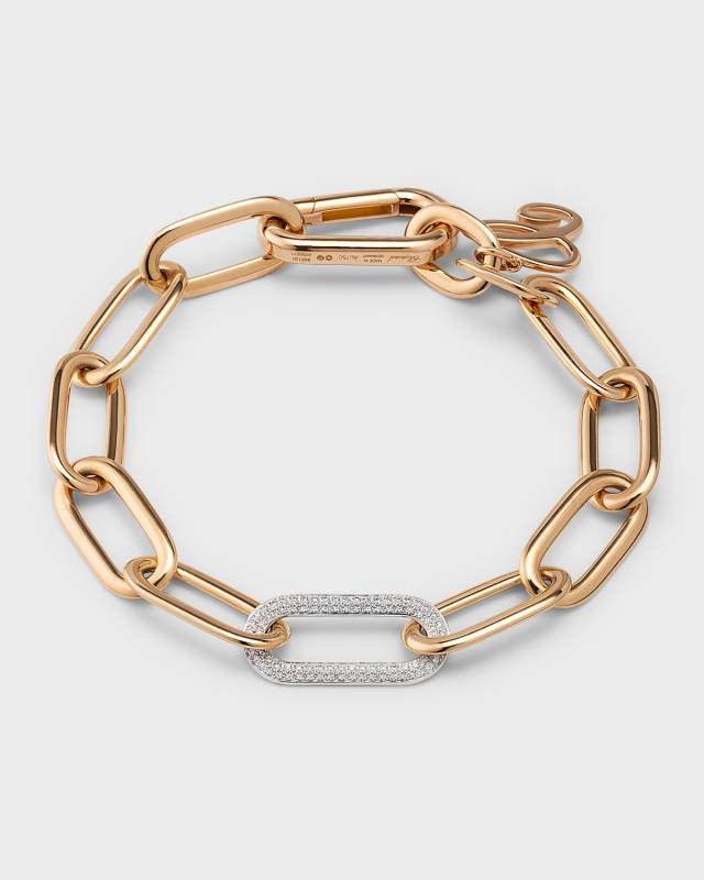18K Rose Gold Oval Chain Diamond Link Bracelet