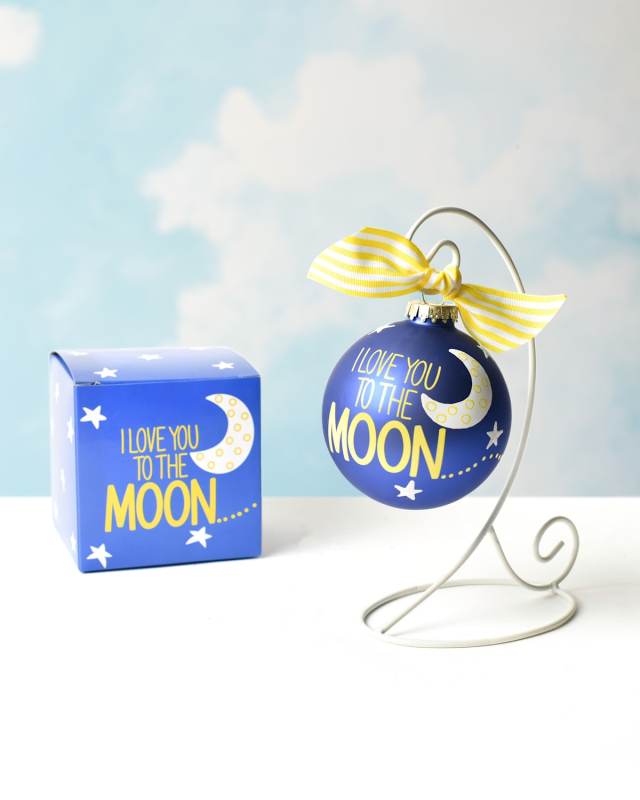 Moon and Back Christmas Ornament with Stand, Personalized