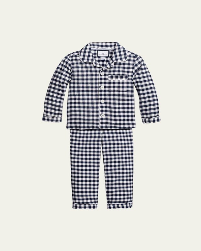 Boy's Navy Gingham Pajama Set, Size 6M-14