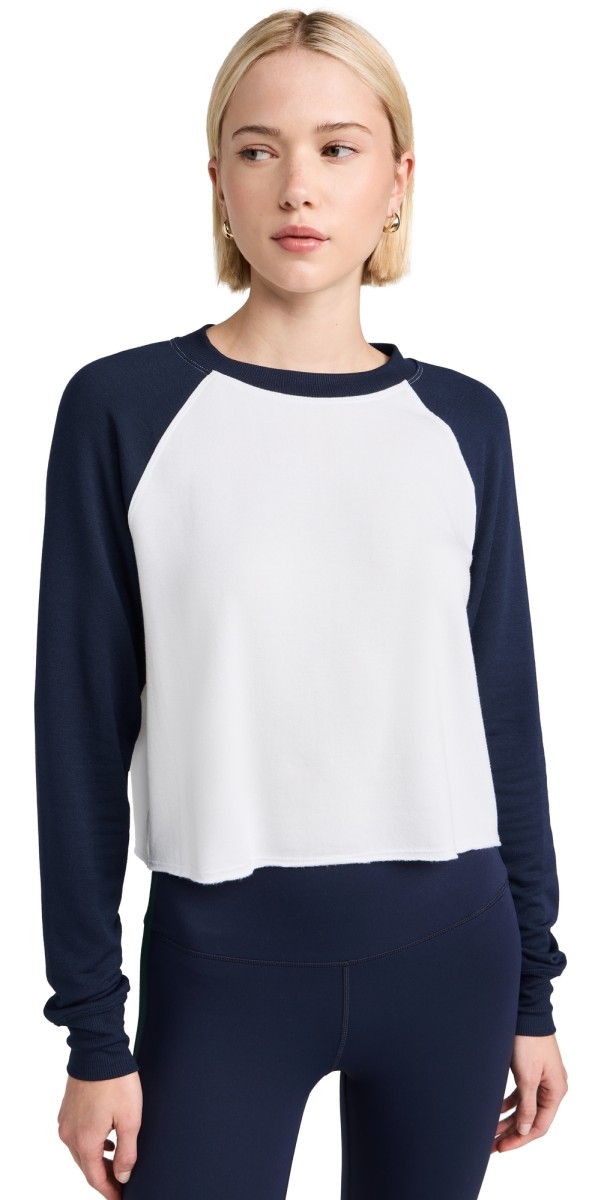 Splits59 Cropped Warm Up Fleece Sweatshirt Indigo/White