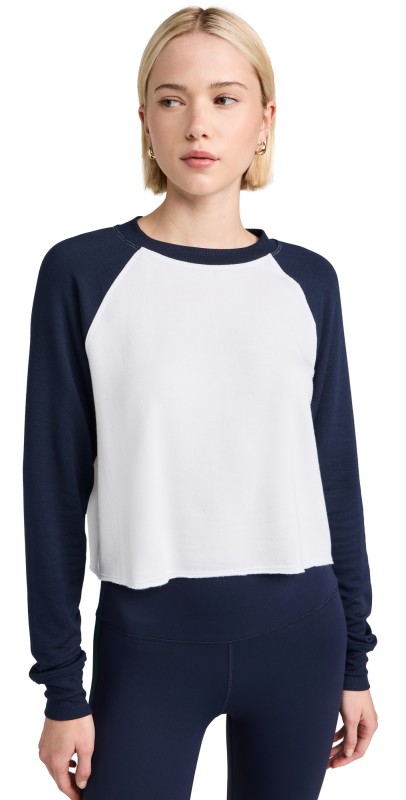 Splits59 Cropped Warm Up Fleece Sweatshirt Indigo/White