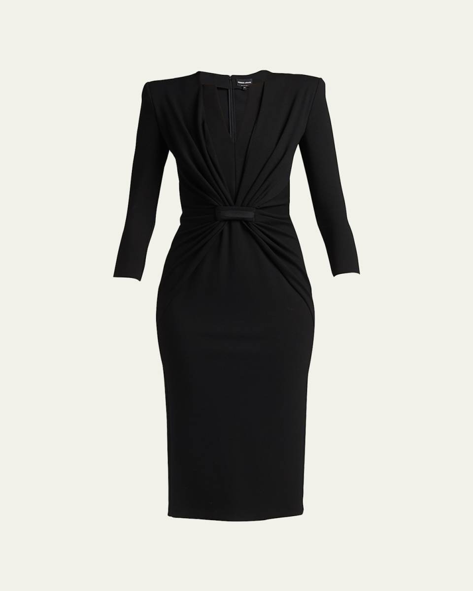 Draped Milano Stitch Midi Dress