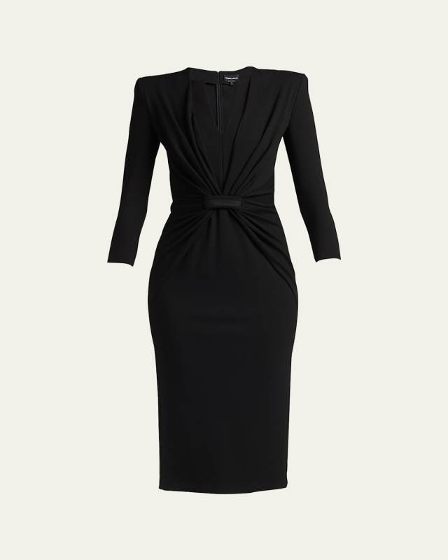 Draped Milano Stitch Midi Dress