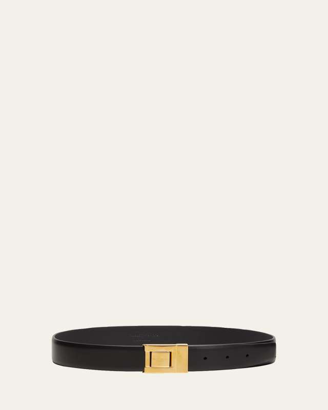 YSL Square Buckle Leather Belt