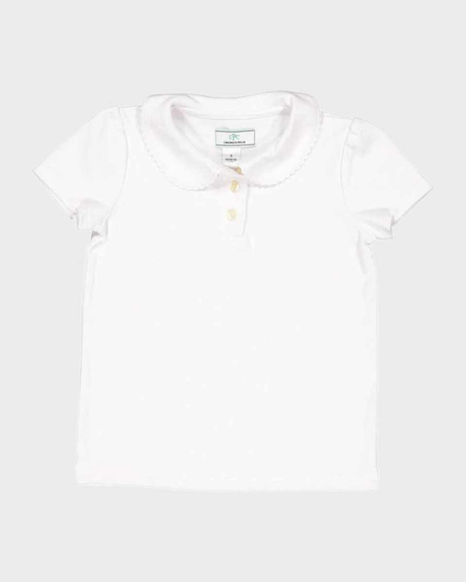 Girl's Sarah Short-Sleeve Cotton Polo Shirt, Size 12M-14