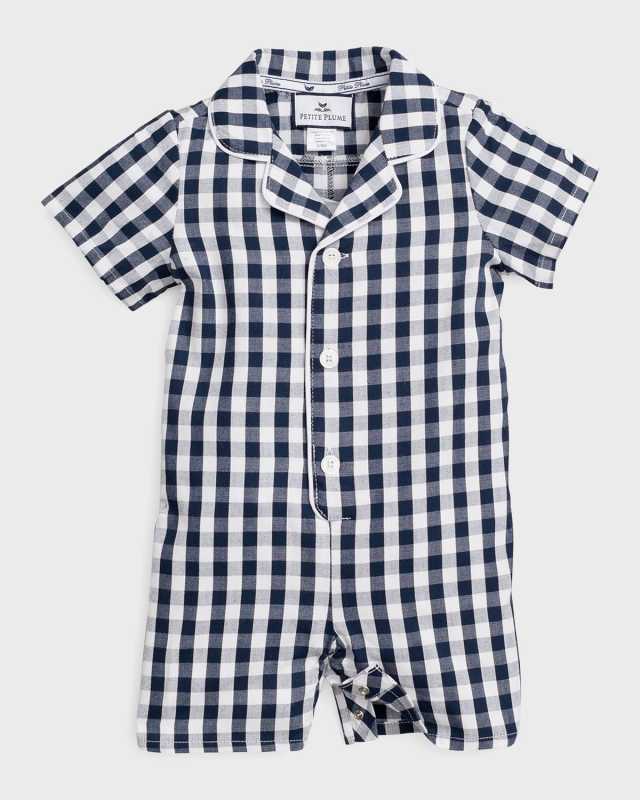 Girl's Gingham Check Romper, Size Newborn-24M