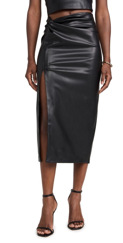 L'AGENCE Lilou Twist Front Skirt Black