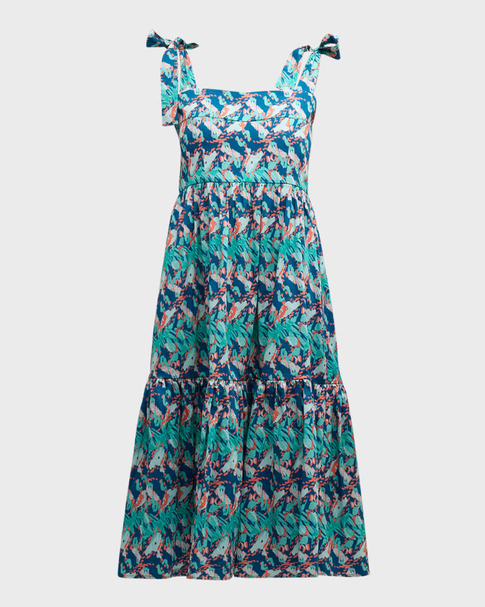Gabriela Tiered Abstract-Print Midi Dress