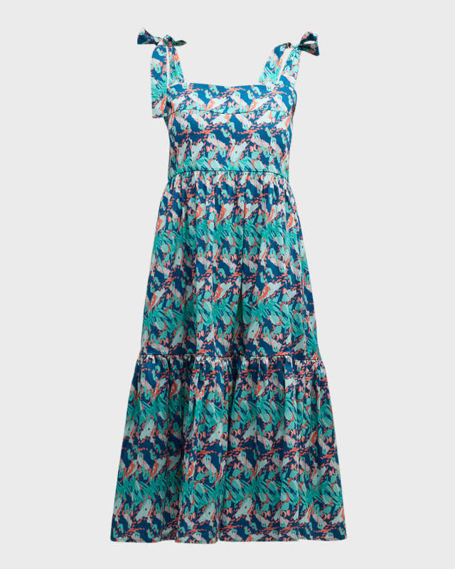 Gabriela Tiered Abstract-Print Midi Dress