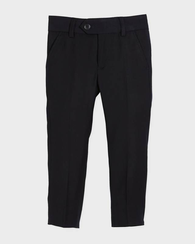 Straight-Leg Suit Pants, Navy, Size 2-