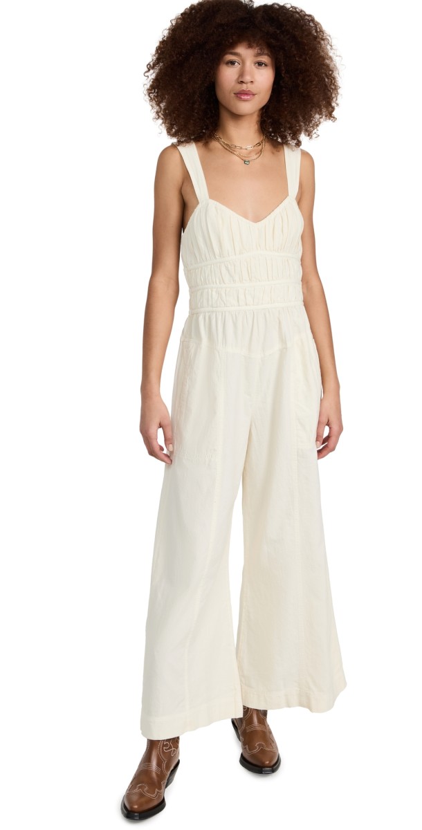 Free People After All Ruched Jumpsuit Nilla Cream