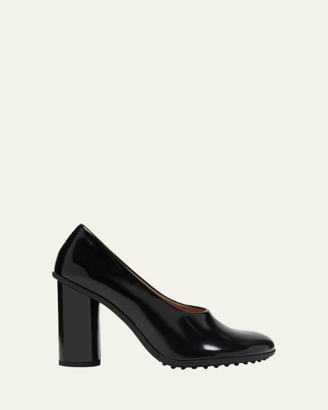 Atomic Leather Cylinder-Heel Pumps