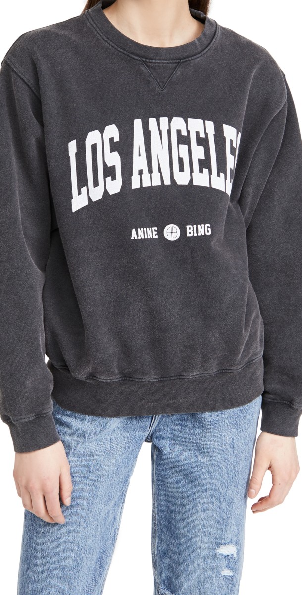 ANINE BING Ramona Los Angeles Sweatshirt Washed Black