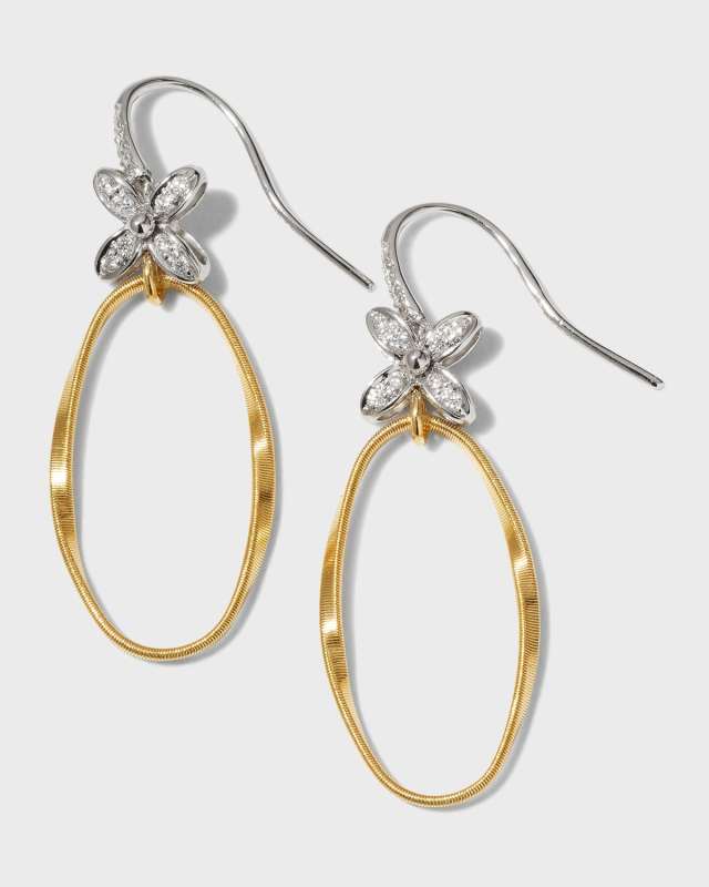 18K Yellow Gold and Diamond French Hook Earrings