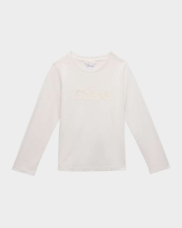 Girl's T-Shirt W/ Embroidered Logo, Size 4-6