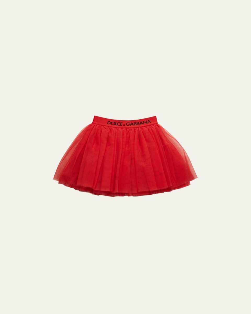 Girl's Logo-Tape Tulle Tutu Skirt, Size 2-6