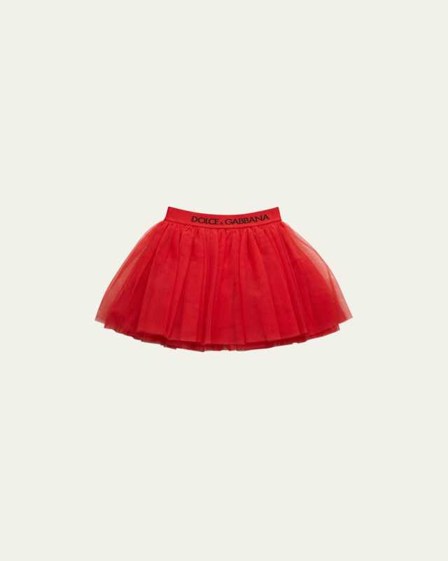 Girl's Logo-Tape Tulle Tutu Skirt, Size 2-6