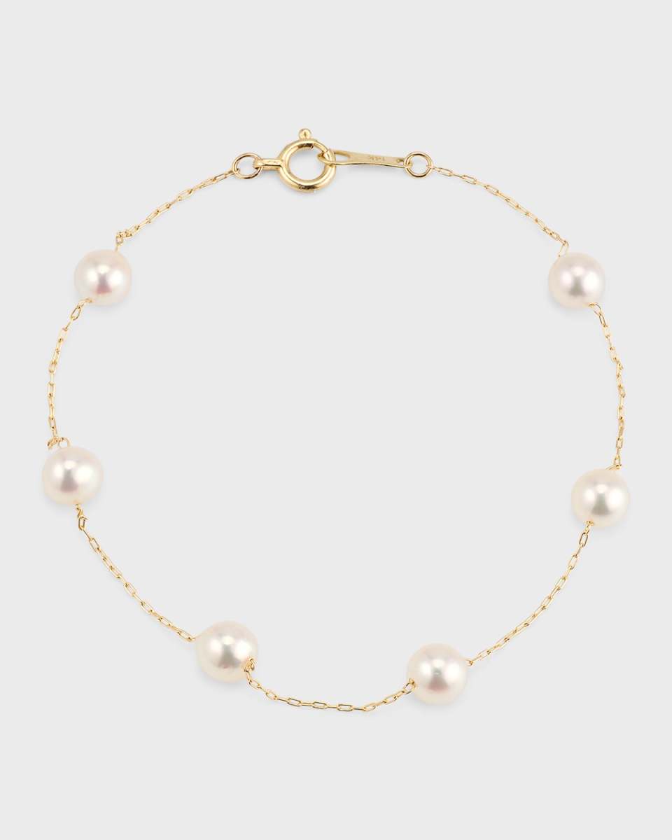 14k Gold Multi-Pearl Chain Bracelet